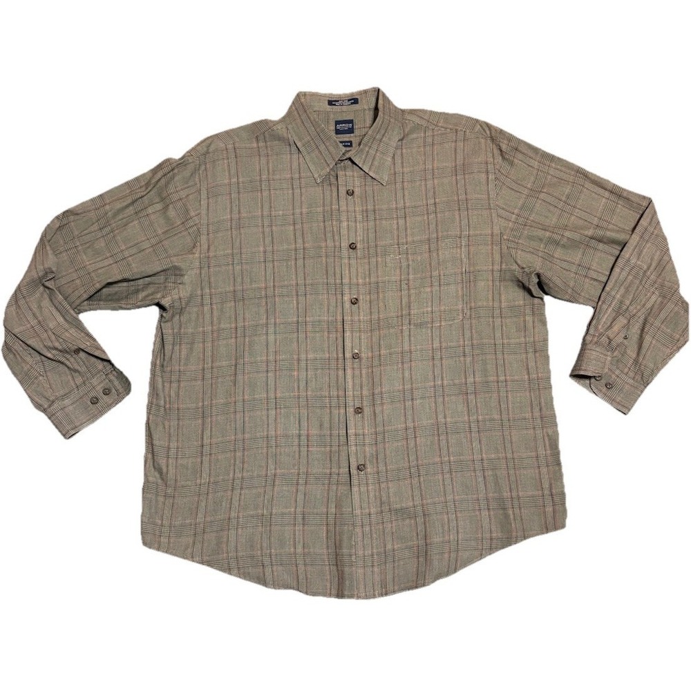 Arrow USA 1851 Mens XL Plaid Button Down Dress Shirt Easy Care Work Wear Classic